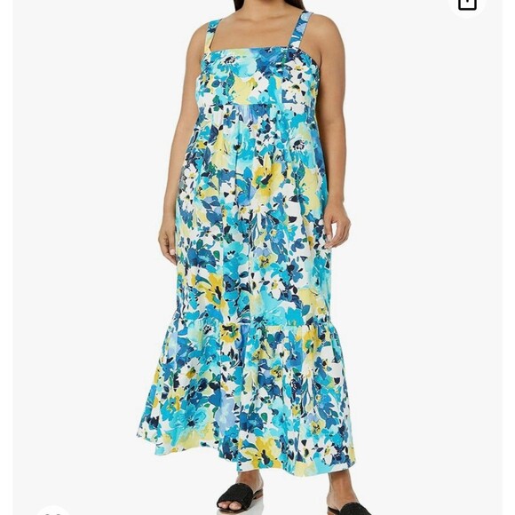 London Times Smocked Back Maxi Dress Size 20W New With Tag - Picture 3 of 11